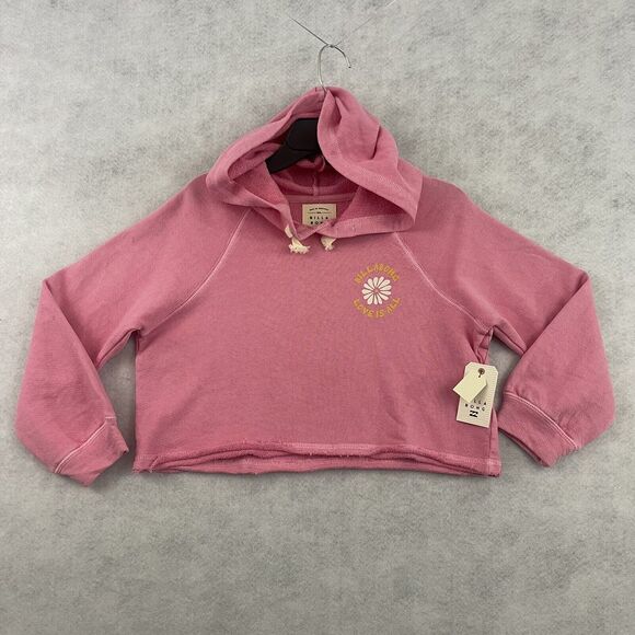 Billabong Girls Pink Cropped Hoodie XS 6 “Love Is All” NWT - Picture 3 of 10